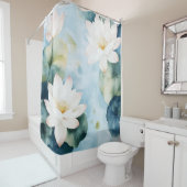 水彩蓮の花の夢のような日本風景 シャワーカーテン (インサイチュ)