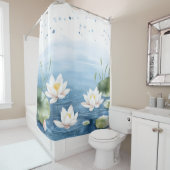 水彩蓮の花の夢の風景日本のスタイル シャワーカーテン (インサイチュ)