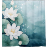 水彩蓮の花の夢の風景日本のスタイル シャワーカーテン (正面)