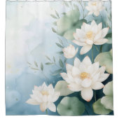 水彩蓮の花の夢の風景日本のスタイル シャワーカーテン (正面)