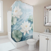 水彩蓮の花の夢の風景日本のスタイル シャワーカーテン (インサイチュ)