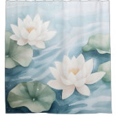 水彩蓮の花の夢の風景日本のスタイル シャワーカーテン (正面)