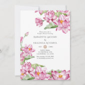 水彩蓮の花インディアンカップルシャワー 招待状 (正面)