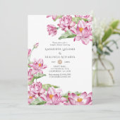 水彩蓮の花インディアンカップルシャワー 招待状 (スタンド正面)