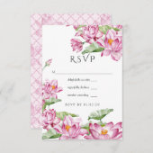 水彩蓮の花インディアン結婚ズ 出欠カード (正面/裏面)