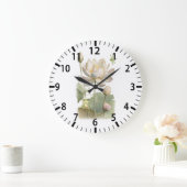 水彩蓮の花カエルとトンボ ラージ壁時計 (ホーム)