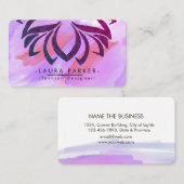 水彩蓮の花ピンクパープル(ばちゃばちゃ)跳ねる 名刺 (正面/裏面)