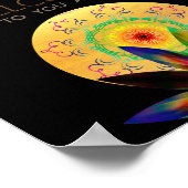 水彩蓮の花ブラックヨガヒーリングヘルス ポスター (角)