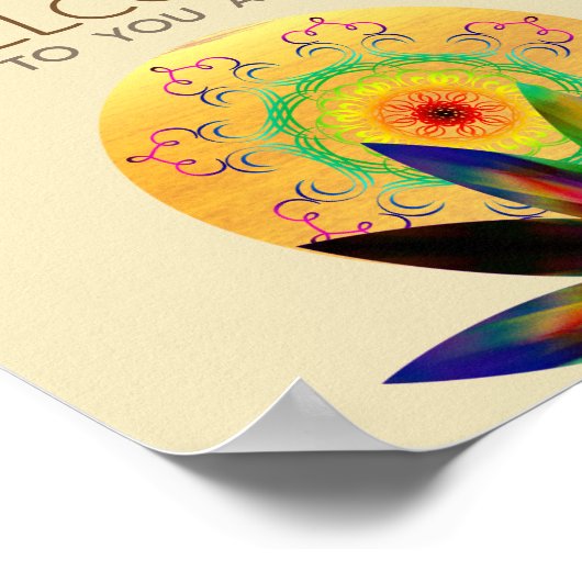 水彩蓮の花ヨガヒーリングヘルス ポスター (角)