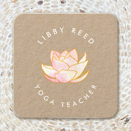 水彩蓮の花ヨガ先生 スクエア名刺