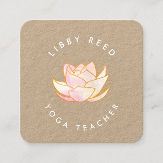 水彩蓮の花ヨガ先生 スクエア名刺