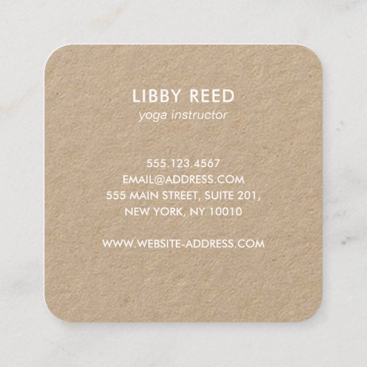 水彩蓮の花ヨガ先生 スクエア名刺 (裏面)