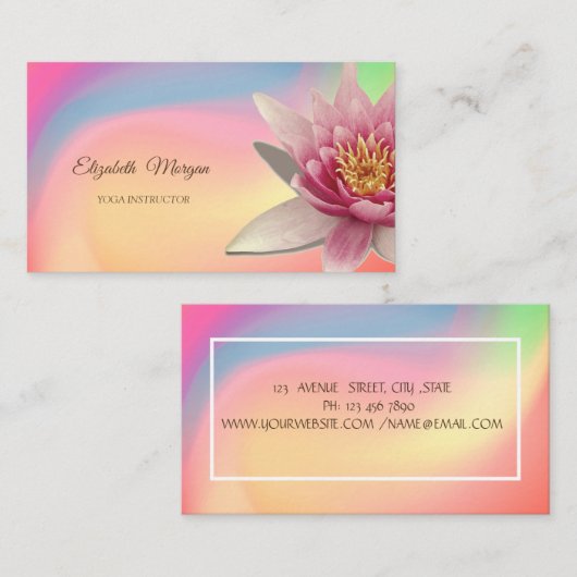 水彩蓮ヨガカラフル 名刺 (正面/裏面)
