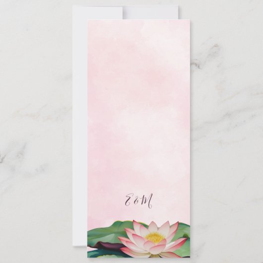 水彩蓮中国ののメ結婚ニュー・カード 招待状 (裏面)