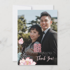 水彩蓮中国の結婚蓮 サンキューカード