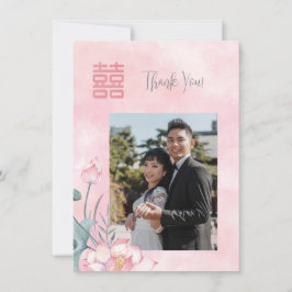 水彩蓮中国の結婚蓮 サンキューカード