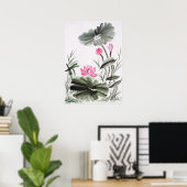 水彩蓮絵画花2 ポスター