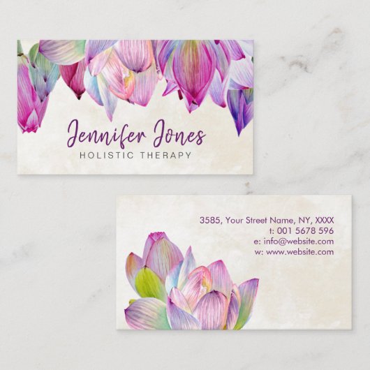 水彩蓮花名刺 名刺 (正面/裏面)