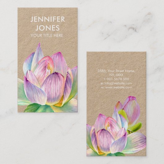 水彩蓮花名刺 名刺 (正面/裏面)