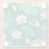 水彩蓮:ヴィンテージのシームレスな花。 ガラスコースター (裏面)