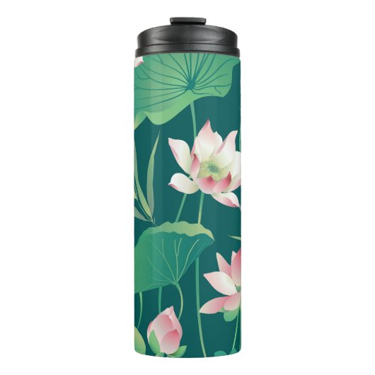 水彩蓮:ヴィンテージのシームレスな花。 タンブラー (正面)