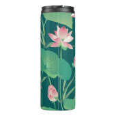 水彩蓮:ヴィンテージのシームレスな花。 タンブラー (裏面)
