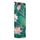 水彩蓮:ヴィンテージのシームレスな花。 タンブラー (回転右)