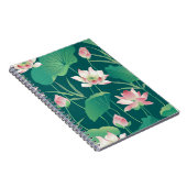 水彩蓮:ヴィンテージのシームレスな花。 ノートブック (右側)