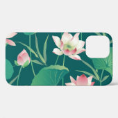 水彩蓮：ヴィンテージのシームレスな花。 Case-Mate iPhoneケース (裏面 (横))