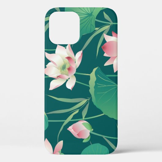 水彩蓮：ヴィンテージのシームレスな花。 Case-Mate iPhoneケース (裏面)