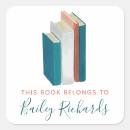 水彩蔵書票ラベル スクエアシール