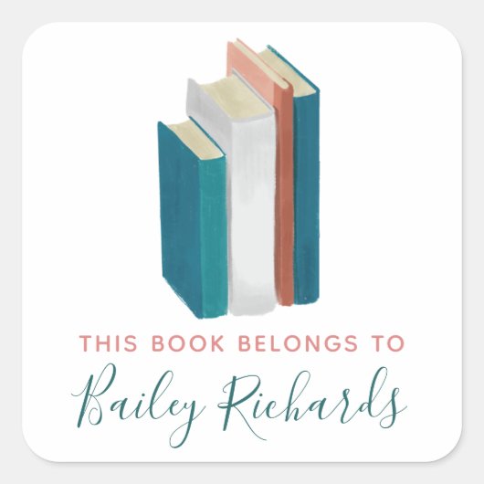 水彩蔵書票ラベル スクエアシール (正面)