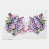 水彩薄紫ガーデンフラワーブーケフローラ キッチンタオル (横)