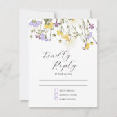 水彩薄紫コレクシ結婚ョン 出欠カード (正面)