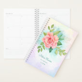 水彩薄紫ターコイズグラデーションピンクローズ プランナー手帳 (ディスプレー)