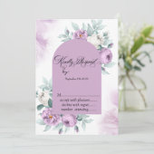水彩薄紫バラ水玉模様RSVP 招待状 (スタンド正面)