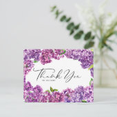 水彩薄紫フローラフレーム植物体ありがとう ポストカード (スタンド正面)