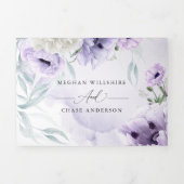 水彩薄紫フローラ結婚すべて 三つ折り招待状 (カバー)