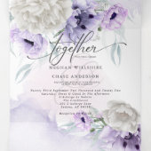 水彩薄紫フローラ結婚すべて 三つ折り招待状 (内部中)