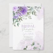 水彩薄紫ブライダルシャワー、ラベンダーシャワー 招待状 (正面)