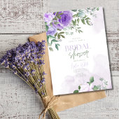 水彩薄紫ブライダルシャワー、ラベンダーシャワー 招待状