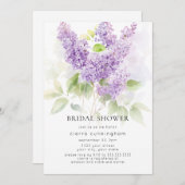 水彩薄紫紫フローラブライダルシャワー 招待状 (正面/裏面)