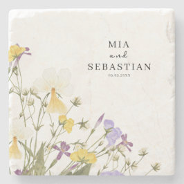 水彩薄紫結婚ズ ストーンコースター