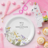 水彩薄紫結婚ズ ペーパープレート (パーティー)