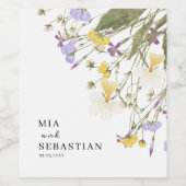 水彩薄紫結婚ズ ワインラベル (シングルラベル)