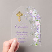 水彩薄紫花アーチ確認 アクリル招待状 (インサイチュ (ポータブル))