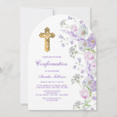 水彩薄紫花アーチ確認 招待状 (正面)