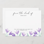 水彩薄紫花パーソナライズされた聖なる書物、 経典 ノートカード (正面/裏面)