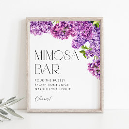 水彩薄紫花ブライダルシャワーミモサバー ポスター