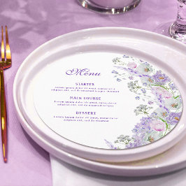 水彩薄紫花ラウンド メニュー